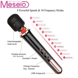 Meselo Powerful Magic Wand Vibrator Body Massager Clitoral Vibrator Handheld Cordless Quiet G-Spot Sex Toys for Woman Y191214