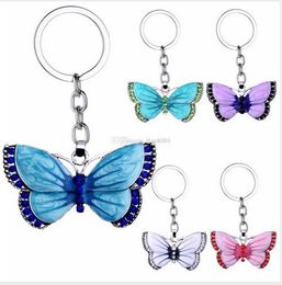 New arrive Butterfly Key Chains Rings Crystal Rhinestone Butterfly Pendant Charm Jewellery Keychains Christmas Xmas Gift Keyring