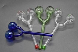 Colorful Double Glass Oil Burner Pipes 5.5inch Burning Pipe tube hand Pipes for Smoking
