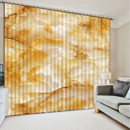 Golden 3d floor tiles Luxury Blackout 3D Curtain Living Room Bedroom Drapes Cortinas Customised size