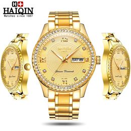 Haiqin Fashion Diamond trim Quartz Mens Watches Top Brand Luxury men watch Ladies Wrist Watch Unisex Lady Relogio Feminino 2020