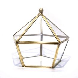 Nordic Geometric Transparent Glass Flower Room Glass Ring Box Wedding Ring Jewellery Box Glass Cover Innovative Home Decor