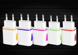 LED Wall Charger Dual USB 2 Ports Light Up Water-drop Home Travel Power Adapter AC US EU Plug For smartphone HTC Tablet