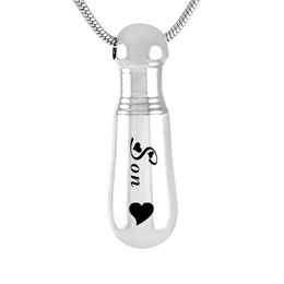 Cremation Ashes Urn Necklace Baseball Bat Exercise Memorial Pendant Stainless Steel Family Name Engraved Jewelry for Ashes