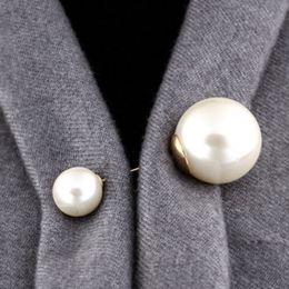Vintage Brooch Pins Double Head Imitation Pearl Large Big Sweater Brooches For Women Lady Wedding Party Jewellery Accessories