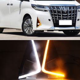 1 Pair LED Daytime Running Light Yellow Turn Signal Relay Waterproof 12V DRL Fog Lamp For Toyota Alphard 2018 2019