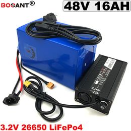 48V 16Ah LiFePo4 Lithium Battery 3.2V 26650 cell 1000W Motor 48V Electric Bicycle LiFePo4 Battery with 5A Charger Free Shipping