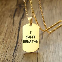 I Can't Breathe Necklace 8 Designs Gold Protest Black Military Brand Women Hip Hop Jewellery Fashion Mens Stainless Steel Pendant Necklaces