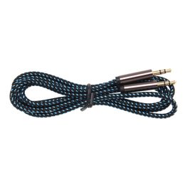 1.5M 3.5mm Male To 3.5 Male Braid Grey head Aux Audio Extension Cable Weaving Audio Cable Car AUX Auxiliary Wire New