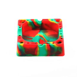 Square Ash Tray Silicone Ashtray Smokeless Smoke Swirl (Food Grade Silicone) Safe Glass Holds