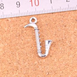 108pcs Charms saxophone instrument music Antique Silver Plated Pendants Making DIY Handmade Tibetan Silver Jewelry 17*27mm