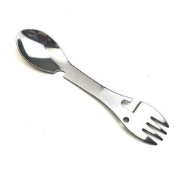 Hot Tableware spoon multi tool can opener flatware Portable bottle cutlery multitool camp utensil fork Spork stainless steel Picnic KD1