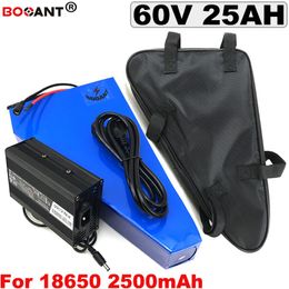 Free Shipping 16S 60V Electric bicycle Triangle Lithium Battery pack 60V 25AH E-bike Lithium Battery 60V 1500W with 5A Charger