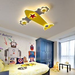 Ceiling Chandelier luminaire for children Baby kids bedroom Cartoon Aeroplane Red Blue light fixtures Modern Chandelier for baby