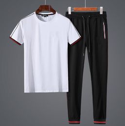 Summer Tracksuits For Mens Tees Tops+Pants Suits Brand Fashion Men Crew Neck Clothing Asia Size M-4xl