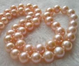 18 inches 9-10MM South Sea rose gold pearl 925 silver pearl necklace