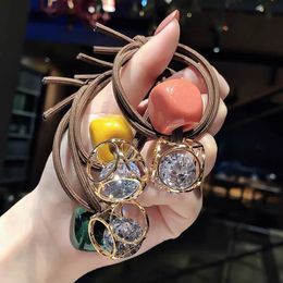 Fashion Crystal Beads Scrunchie Hair Ring Rope Women Girls Korean Elastic Rubber Hair Bands Headwear Hair Ornaments Accessories