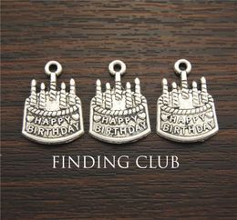 300 pcs Silver Colour Tone Metal Birthday Cake Charms Pendant Diy Jewellery Findings Accessories A1244