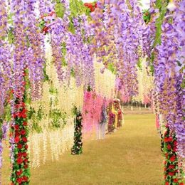 Artificial Ivy Flowers Silk Flower Wisteria Vine Flower Rattan Wedding Centrepieces Decorations Bouquet Garland Home Ornament DBC DH2595