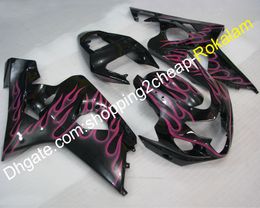 Customised Fairing K4 For Suzuki GSXR600 04 05 GSXR750 GSXR-600 GSX-R750 2004 2005 Pink Flame Motorbike Body Kits (Injection molding)