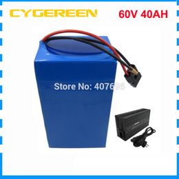 Free customs fee 2500W 60V 40AH Lithium battery 60V Electric bike battery pack use 35E 18650 cell 50A BMS with 5A Charger