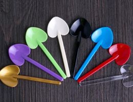 2000pcs/lot Disposable Colourful spoon heart-shaped shovel love spoon dessert spoon