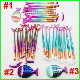 Professional Brushes Set Mermaid Makeup Brush Eyeshadow Powder Contour Brush 11pcs Kit Cosmetics tools eyebrow Eyeliner Foundation Brushes