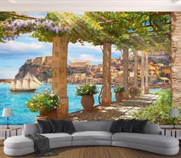 2019 Custom Wallpaper Home Decorative Background Mural Roman column scenery TV Wall mural 3D Wallpaper Art Wall Mural European Style