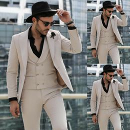 Formal Wedding Tuxedos 3 Pieces Slim Fit One Button Waistcoat Pants Groom Wear Party Prom Best Men Blazer Suit(Jacket+Vest+Pants)
