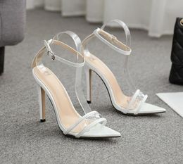 Hot Sale-Stiletto heel lady strap high heels summer wedding party shoes white black color