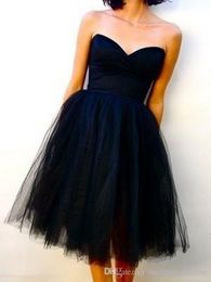 under 100 with Lace up 2019 Vintage Real Image Dark Navy Tea Length Tulle Bridesmaid Dresses maid of honor Dresses Corset Prom Party Dresses