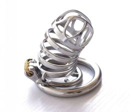 Male Bondage Stainless Steel Chastity Belt Cage Device With Urethral Catheter Spike Ring BDSM Sex Toys 43E