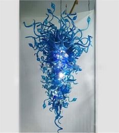 Blue Pretty Large Designer pendant lamps Hand Made Blown Murano Glass Art Deco Crystal LED Chandelier Customised Lighting