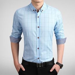 Zogaa Dress Shirt Men Slim Fit Style Boys Casual Shirt Men Long Sleeve Grid Plaid Cotton Classic Hawaiian Clothes