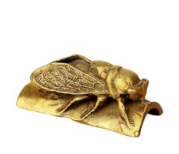 Bronze bamboo cicada, copper gold cicada decoration, cicada study, Chinese antique bronze crafts