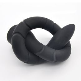 New Sm Super Long Soft Black Silicone in-depth intestine Back Court Anal Plug Back Court Pull Beads Sex Toys Anal Plug Dildo Adult Products