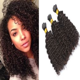 Brazilian Afro Kinky Curly Human Braiding Hair 9A 3pcs lot No Weft Bulks For African American Unprocessed Natural Black Hair