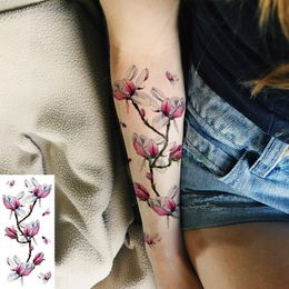 Autocollant De Tatouage Temporaire Imperméable à L Eau Fleur Rose Papillon Faux Tatouage Flash Tatouage Tatouages D Art Sur La Jambe De Bras Pour