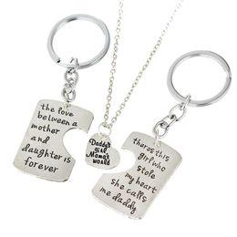 Family Necklaces Dad Mother Daughter Pendant Necklace Keychain Family Mother's Day Father's Day Keyring Father Mom Necklaces