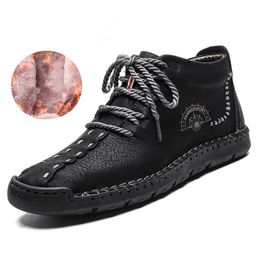 Winter Men Boots With Fur Snow Boots men Lace Up Waterproof Footwear Male Casual Men shoes Outdoor ankle boots