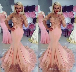 High Quality Long Sleeve Prom Dresses Glamorous Mermaid Appliques Holidays Graduation Wear Evening Party Gowns Custom Made Plus Size