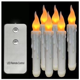 LED Candle 2.3*17cm Remote Control Wax Flameless Flickering Christmas Lamp Candle Lights Wedding Decor Home Xmas Decoration Candles 6PCS