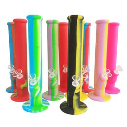 Silicone Smoking Bong 14 Inch Unbreakable Straight Tube Silicon Rubber Water Pipe Smoke Tobacco Dry Herbs