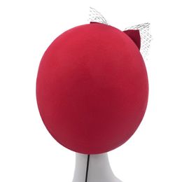 Fashion- Formal Hat Airline Stewardess Female British Bowler Bowknot Net Yarn Wool Beret Hat Stewardess Red Caps Best Gift For Madam