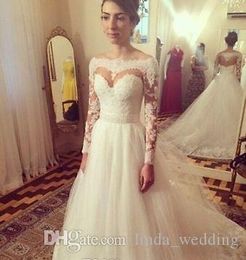 2019 Bohemian White A-Line Lace Wedding Dress Vintage Princess Long Sleeves Tulle Country Style Bridal Gown Custom Made Plus Size