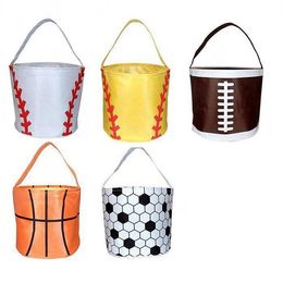 Easter Basket Sport Canvas Football Basketball baseball Soccer Softball Bucket Storage bag kids Candy Basket handbag 20pcs AAA1879