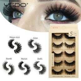 5 Pairs 3D Mink Eyelashes Natural Long Reusable False Eyelashes Makeup 3D Mink Lashes Thick Messy Fluffy Eyelash Extensions Fake Eye Lashes