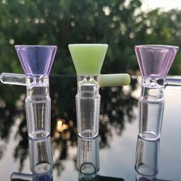 Newest Colorful Portable Pyrex Glass Bong Bowl Handle 14mm 18mm Male Bubbler Joint Container Filter Tube Holder For Smoking Tool Hot Cake