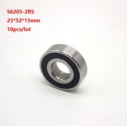 10pcs/lot S6205RS S6205-2RS 25*52*15mm Stainless Steel ball bearing Stainless Steel Deep Groove Ball bearing Free shipping 25x52x15mm