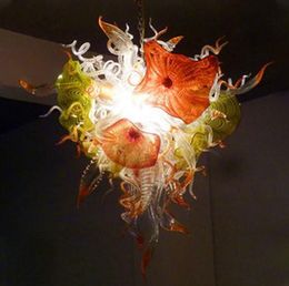 Elegant Modern LED Chandelier 36 Inches Glass Pendant Lights for Living Room Dining Room Hand Blown Glass Flower Chandelier Lamp